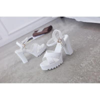 Nuevas sandalias de tacón alto con tacones gruesos, plataforma impermeable, combinación versátil de correas finas, cuero suave de verano cómodo - details 9