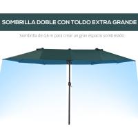 Parasol Doble para Jardín Sombrilla Gigante Anti UV con Manivela Tamaño 4,55x2,65x2,38 m Color Gris - details 38