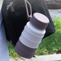 Botella de agua de silicona plegable a prueba de fugas, tazas de agua plegables reutilizables portátiles, taza de café retráctil con mosquetón inoxidable - details 11