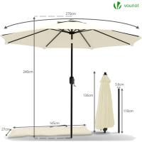 Sombrilla de Playa Grande Parasol Inclinable con Manivela Protección UV para Patio, Jardín, Piscina, Exterior Gris - details 26
