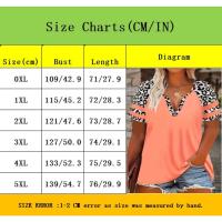Camiseta de manga corta con estampado floral de leopardo y corte holgado informal para mujer de talla grande |     Top de verano de gran tamaño - details 8