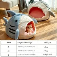 Casa de Gato con Forma de Tiburón de Dibujos Animados Cama Suave Caliente para Mascotas, Desmontable y Lavable - details 9