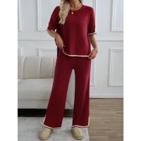 Ropa de mujer de moda 2025 primavera y verano temperamento casual de manga corta conjunto de pantalones de punto - details 17