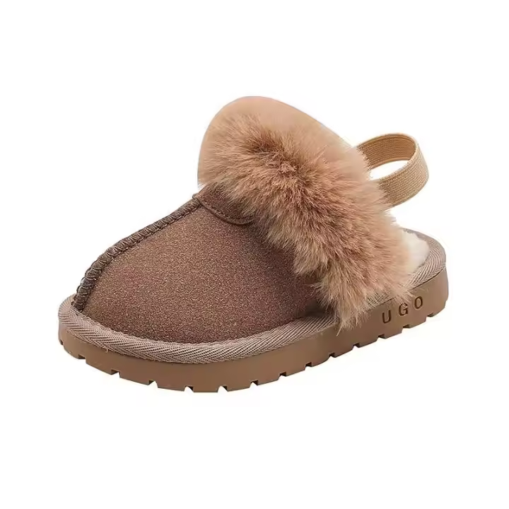 Nuevas zapatillas de invierno para niños con tirachinas de felpa, zapatos informales esponjosos para el hogar de alta calidad y bajo precio, zuecos de cuero 23-32 # - 1