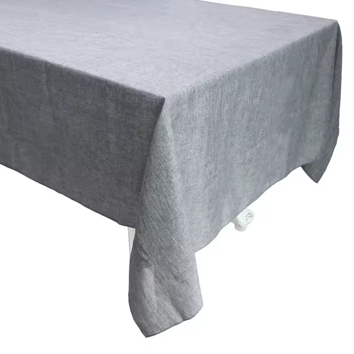 Mantel de Comedor de Algodón Lineno Cubierta de Mesa Gris Khaki Impermeable y Lavable para Bodas y Fiestas Navideñas - 1