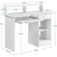 Mesa de Escritorio Blanca Espacio de Almacenamiento con Soporte de Monitor - details 2