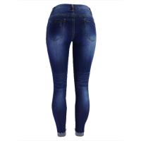 Stretch para mujer, pantalones pitillo rasgados azules, cintura baja, jeans desgastados para mujer en oferta - details 3