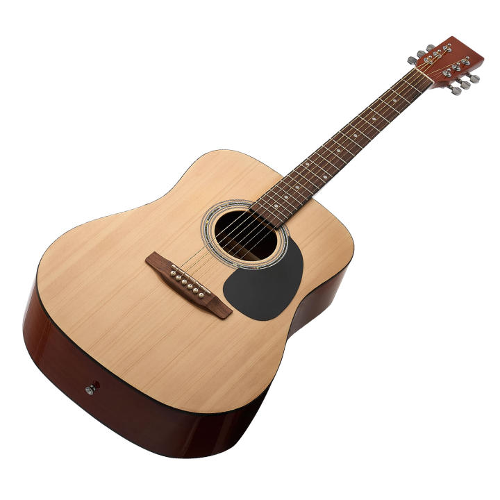 SucceBuy Guitarra acústica Dreadnought de 104,14 cm, tapa de abeto macizo de 6 cuerdas, set para principiantes con funda para concierto, afinador, correa, cuerdas, púas, cejilla, diapasón de palisandro, adecuada para adultos y jugadores altos