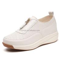 Nueva funda deslizante con cremallera de cuero blanco que aumenta la altura de alta calidad, zapatos deportivos para mujer, jogging en la ciudad, precio bajo, transpirable - details 1