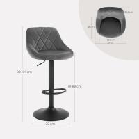 Taburete de Bar de Terciopelo Altura Ajustable, Giratorio, Poltrona de Cocina, Diseño Gris Oscuro - details 2
