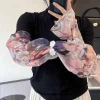 Hebilla de estilo chino impresa mangas de seda de hielo Anti-UV aislamiento UV gasa protector solar manga flor protección solar - details 15