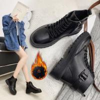 Ots de talla grande para mujer, zapatos de tacón grueso, estilo británico, hebilla de cinturón, cordones, pantalones cortos informales de terciopelo - details 3