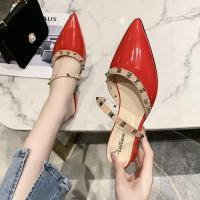 Bolsa de mujer cabeza media zapatillas 2025 verano nuevo tacón bajo francés tacón grueso zapatillas frescas casual falda de hadas zapatos - details 6