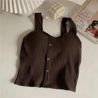 Tops cortos para mujer con almohadillas para sujetador, corsé de verano, chaleco con tirantes coreanos, camisola Sexy ajustada - details 10