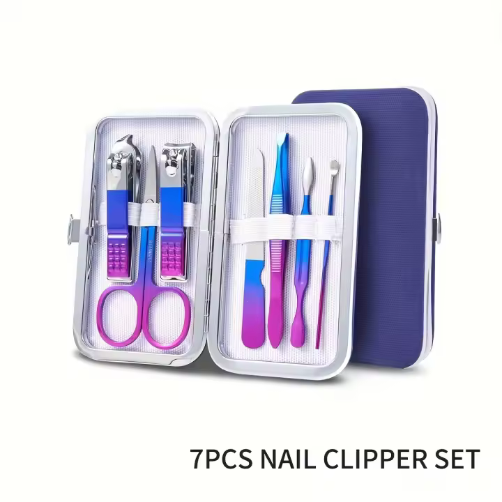 Kit profesional de cortaúñas y pedicura, cortaúñas de acero inoxidable, Kit de aseo para viaje, 7/10/12/15 piezas - 1