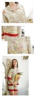 Conjunto de ropa de dormir de satén de manga larga para mujer, ropa de dormir con estampado de hierba verde, ropa informal con cuello trasero, novedad de primavera - details 5