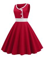 Women robe vintage print big swing 50s 60s retro party dress - details 11