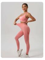 Conjunto de 2 uds de Yoga para mujer, sujetador con espalda hueca + pantalones cortos deportivos para levantamiento de cadera, conjunto de gimnasio sin costuras, ropa deportiva, chándal - details 15