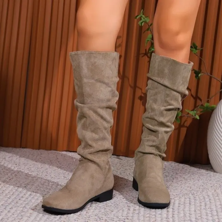 Botas largas informales para mujer, zapatos planos a la moda - 1