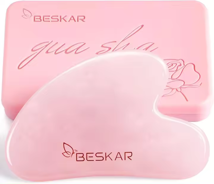 Herramientas Faciales de Gua Sha BESKAR Masajeador de Piedra de Jade Natural para Estilizar la Línea Facial Reafirma la Piel Reduce las Arrugas Masaje Facial para Cuello y Ojos Regalo de Cuidado de la Piel de Belleza - 1