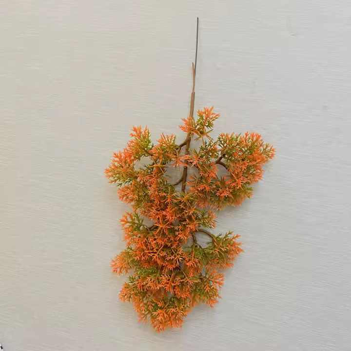 Arreglo de flores, rama verde de pino Artificial realista, rama de pino de simulación hecha a mano, hojas de pino falsas de plástico para jardín - 1