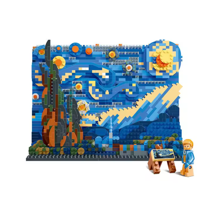 Arte Creativo Van Gogh Pinturas 3D Noche Estrellada Bloques Microbloque Juguetes Educativos Regalos Infantiles Regalos Creativos - 1