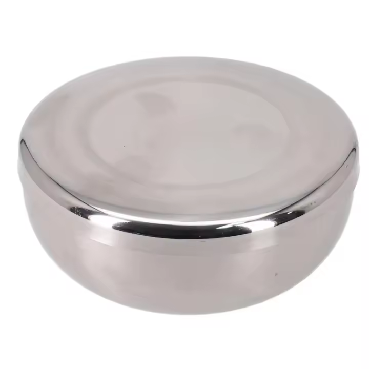 Cuenco de arroz cubierto de acero inoxidable, cuenco de calentamiento al vapor de una sola capa, vajilla para el hogar, Cocina, Restaurante coreano, 12x5cm, 1 unidad - 1