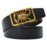 Cinturón de cuero con hebilla automática para hombre, escorpión 3D, Punk, de diseñador, Animal, talla grande, 130, 140, 150, 160, 170cm, 2023 - details 0