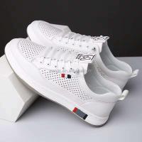Nuevo traje de cuero formal de diseño italiano, zapatos deportivos informales de fondo plano con cordones negros para hombre, vestido - details 0
