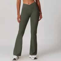 Pantalones acampanados de cintura alta para mujer, mallas deportivas elásticas, ropa deportiva, cinturón cruzado, botas cortas, pantalones de Yoga - details 3