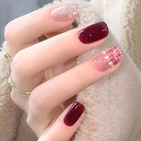 24pcs Uñas Postizas Simples Para Mujer Estilo Francés Cuadradas Cortas ABS Desmontables Conjunto De Parches De Uñas Para Oficina Y Fiestas - details 7