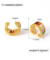 Pequeño Agujero Joyería Pendientes de Ano Redondo de Maple inoxidable Señoras colorido CIRCA Cristal cartílago - details 3