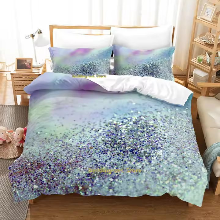 Juego de Ropa de Cama de Cristal Artístico Tamaño de Cama Doble, Plena, Rey Design de Anime - 1