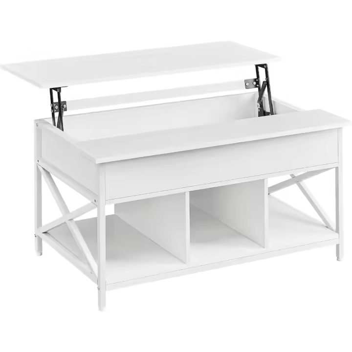 Mesa de Café Elegante con Tablero Elevable Diseño de Barras en Forma de X 60 x 100 x (48-62) cm - 1