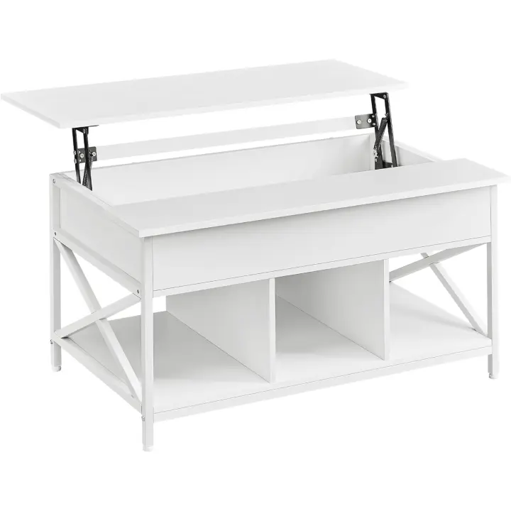 Mesa de Café Elegante con Tablero Elevable Diseño de Barras en Forma de X 60 x 100 x (48-62) cm - 1