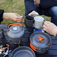 Juego de utensilios de cocina de aluminio para acampar al aire libre, tetera plegable para acampar y sartenes, equipo con bolsa de malla - details 3