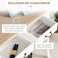 Mesa de Consola Retro Diseñada Mesa Auxiliar con 2 Cajones para Sala de Estar Dormitorio Blanco - details 3