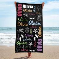 Toalla de playa personalizada para piscina, diseño de fuente multicolor, baño personalizado, con nombre exterior, cumpleaños - details 3