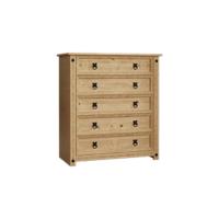 Cómoda Corona de 5 cajones, Hecha con Madera Maciza de Pino Mexicano, y Acabado Encerado Envejecido - details 11