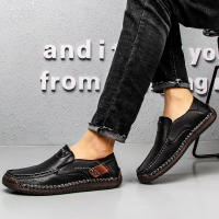 Zapatos De Cuero Hechos a Mano Para Hombre Mocasines Casuales Cómodos Zapatos Planos Para Exterior Caminar Talla Verdadera Para Adultos - details 12