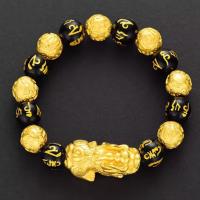 Pulsera de Obsidiana Pixiu Feng Shui Joyería de Dios Budista Amuleto de Buena Suerte para Hombres y Mujeres Joyería de Cinta de Bronce y Obsidiana Hecha en China - details 1
