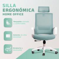 Silla de Oficina Ajustable y Reclinable Soporte Lumbar, Reposacabezas Ajustable, Transpirable con Malla, Ruedas Giratorias 360° Soporta hasta 100kg Azul - details 5