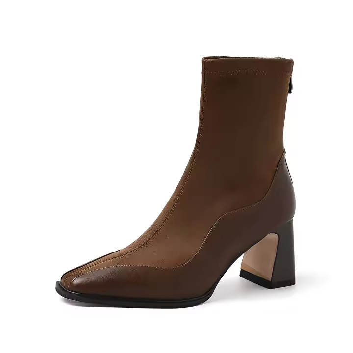 2024 nueva delgada gamuza patchwork mujer corto otoño e invierno tacón grueso elástico botas ajustadas - 1