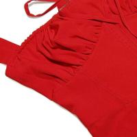 Vestido Midi bohemio de verano con tirantes finos y abertura en el muslo, vestido con lazo en la parte delantera, estampado liso, sin mangas, Vintage, vestidos de playa - details 27