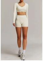 Conjunto de Gimnasio Yoga UDS para Mujeres Ropa de Entrenamiento de Manga Corta, Camisón Largo, Monos de Camping PIESS, Shorts de Correr - details 34