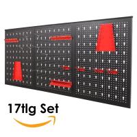 Organizador de pared de tablero de clavijas de metal de 120x60 cm con ganchos, kit de 17 piezas, contenedores de almacenamiento para garaje y organizador de herramientas de panel de tablero de clavijas. - details 2