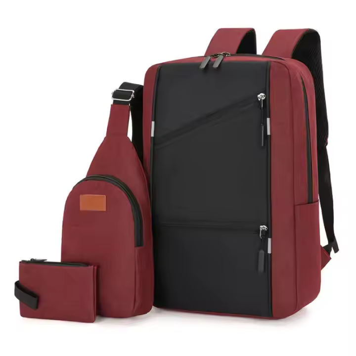 Bolsa para ordenador portátil de negocios de gran capacidad para hombre y estudiante, juego de mochilas escolares con Usb de viaje, multinivel, Color sólido, 2023 - 1