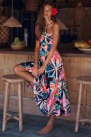 Vestido largo acampanado estampado sin mangas con cuello colgante de verano 2025 para mujer - details 1