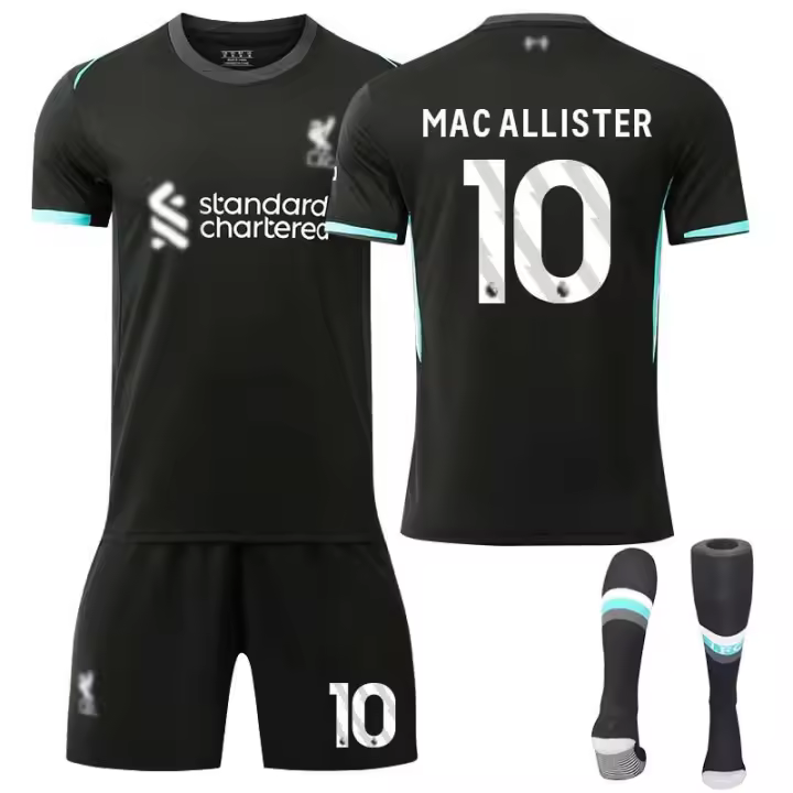 2425 Camiseta Negra de Visitante del Liverpool Número 11 Salah 27 Núñez 4 Van Dijk Número 9 Fabinho - 1