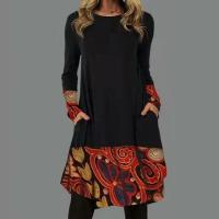 Vestido de manga larga de otoño sprint, vestidos estampados para mujer - details 4